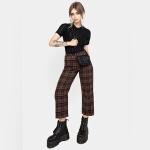 NWT Disturbia Hickory Check Straight Leg Trousers US 12 / UK 16
